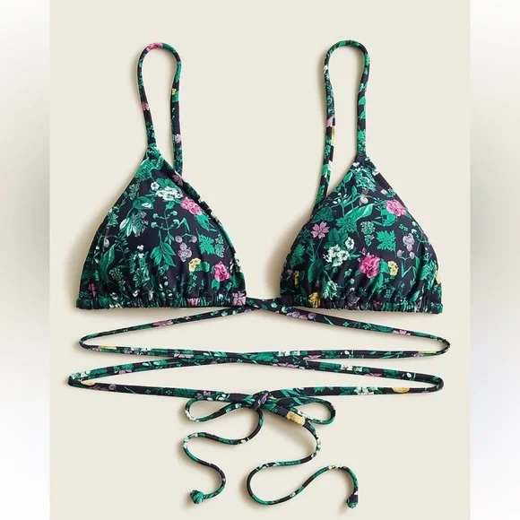 J.Crew Strappy String Bikini Top NWT Winter Garden Floral Size Large Swim - Picture 1 of 5